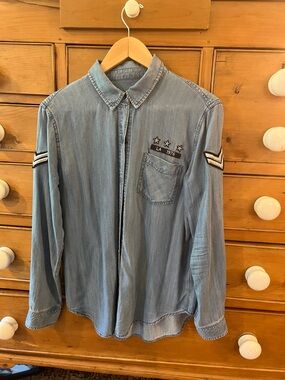 EUC M Rails SO soft Denim Patch Long-Sleeve Shirt